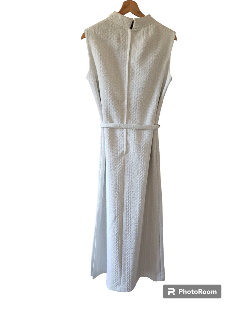 Vintage Andrea Gayle Fitted Cable Knit Sleeveless Maxi Dress White Silver Union Label Retro 60s 1960s Med image 6