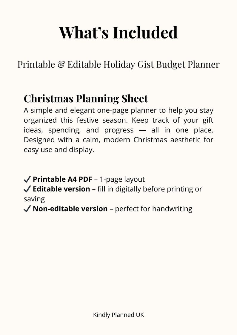 Christmas Gift Budget Planner: Printable Holiday List (A4 PDF) - Etsy