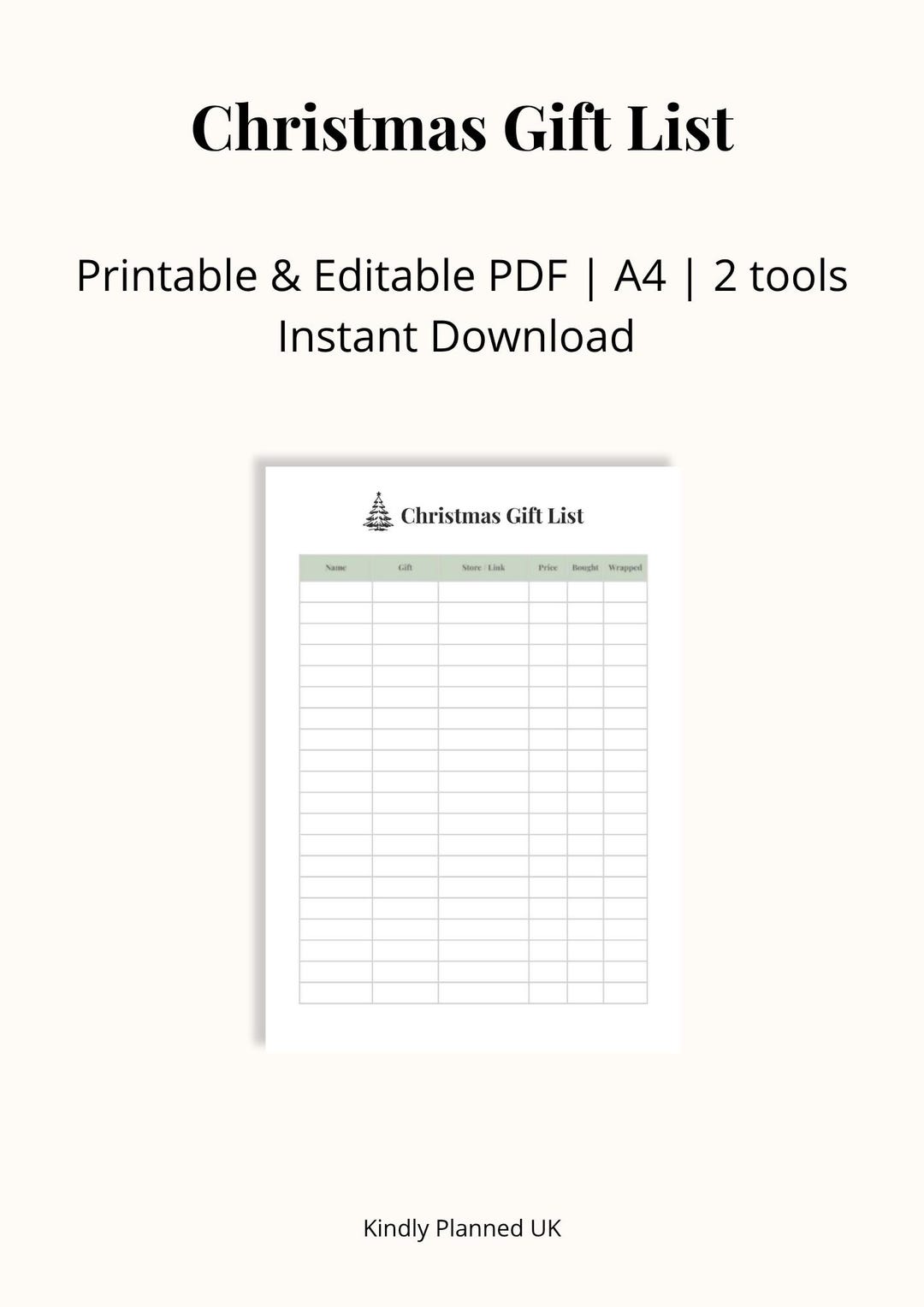 Christmas Gift List: Printable & Editable Holiday Planner (A4 PDF ...