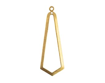 2 Hole Raw Brass Long Pointed Teardrop Pendant Drop 42x15mm (4) mtl054D