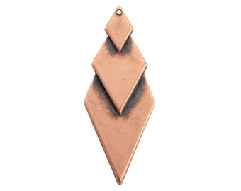 Copper Ox Plated Layered Look Diamond Pendants (4)