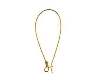 Raw Brass Elongated Kidney Ear Wires (12)