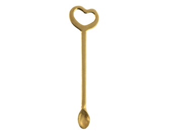 Raw Brass Tiny Spoon with Heart Pendant 48x12mm (2)