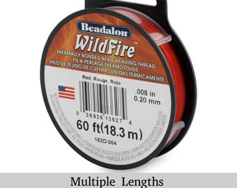0.008in/0.20mm. Red Wildfire Bead Weaving Thread 20/50/125yd.