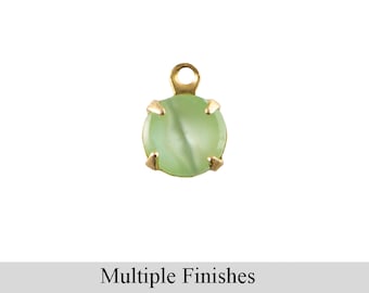 35ss Green Moonglow Glass Round Stone in 1 Loop Setting