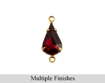 13x8mm Ruby Faceted Glass Teardrop Stone in 2 Loop Setting