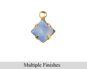 8mm Blue Moonglow Glass Square Stone in 1 Loop Setting