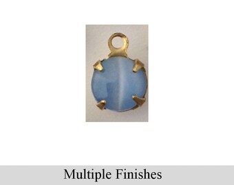 35ss Blue Moonglow Glass Round Stone in 1 Loop Setting