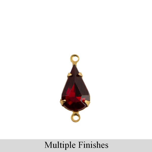 13x8mm Ruby Faceted Glass Teardrop Stone in 2 Loop Setting