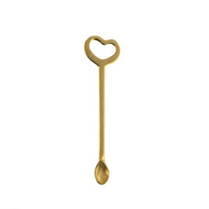 Raw Brass Tiny Spoon with Heart Pendant 48x12mm 2 image 1