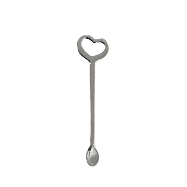 Silver Plated Brass Tiny Spoon with Heart Pendant 48x12mm (2)