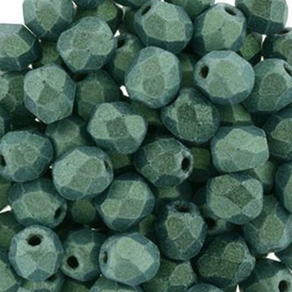 4mm Metallic Suede Light Green Czech Firepolish Faceted Glass Beads (50)