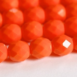 8mm Opaque Orange Czech Faceted Glass Beads (25)