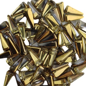 Perles en verre tchèque Preciosa Villa, cristal doré, 13 x 6 mm (12)