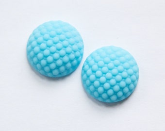 Lampwork Glass Cabochon Polka Dot Bumpy Ring Topper Blue cabachon boho cabochon