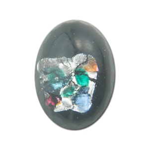 Vintage Black Foil Oval Cabochon 14x10mm (2) cab440M