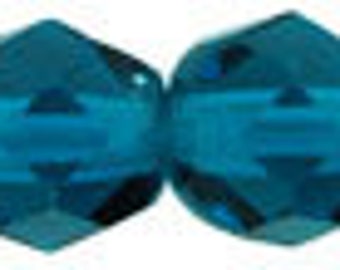 Tschechische facettierte Teal Glasschliffperlen 6 mm (25)