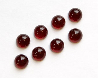 Cabujones de vidrio rojo rubí oscuro de 7 mm, sin lámina (8) cab701FF