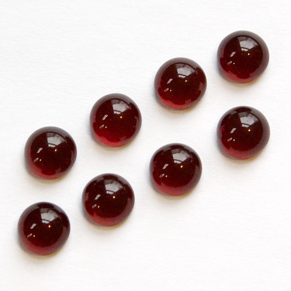 7mm Dark Ruby Red Glass Cabochons 7mm No Foil (8) cab701FF