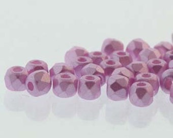 2mm Pastel Light Rose True 2 Czech Faceted Fire Polished Glass Beads (2g)