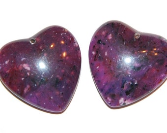 Purple Marbled Vintage Lucite Heart Pendant pnd091A