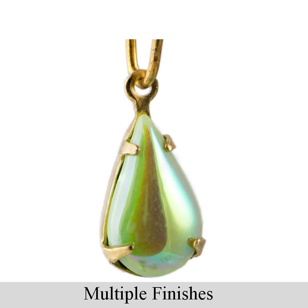 13 x 8 mm グリーン AB ガラス ティアドロップ ストーン 1 ループ