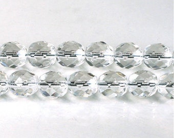 6mm Crystal Czech Firepolish Faceted Glass Beads (25)