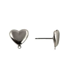 11mm Surgical Steel Heart Earring Posts with Loop (12)