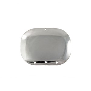 4 Hole Silver Dapped Rectangle Connector Pendant (4) mtl174E