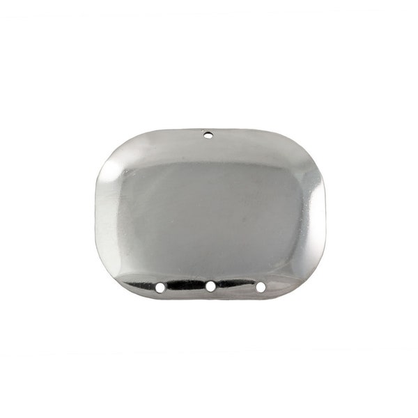 4 Hole Silver Dapped Rectangle Connector Pendant (4) mtl174E