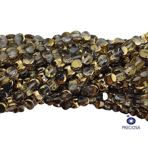 6x4mm Crystal Gold Preciosa Czech Pellet Glass Beads (50)