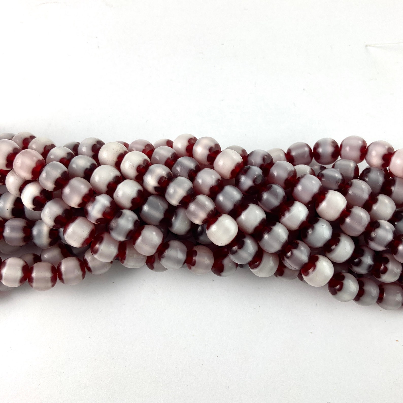 8mm Red and White Vintage Glass Beads 25 Etsy