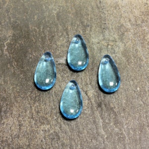 14x7mm Aqua Czech Teardrop Glass Beads (10)