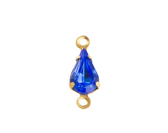 8x4mm Sapphire Faceted Glass Teardrop Stone in 2 Loop Setting