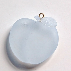 Vintage Acrylic Matte Clear to Pale Blue Apple with Worm Pendant pnd154