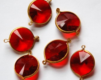 Vintage Ruby Red Acrylic Rivoli Channel Set 14mm 2 Loop chr157