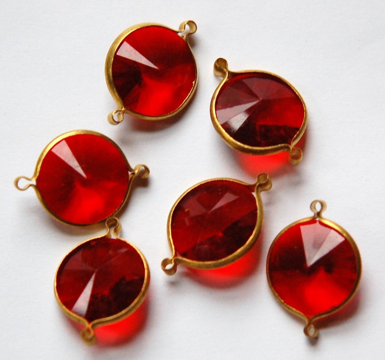 Vintage Ruby Red Acrylic Rivoli Channel Set 14mm 2 Loop chr157 image 1