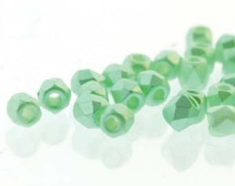 2mm Pastel Light Green True 2 Czech Faceted Fire Polished Glass Beads (2g)