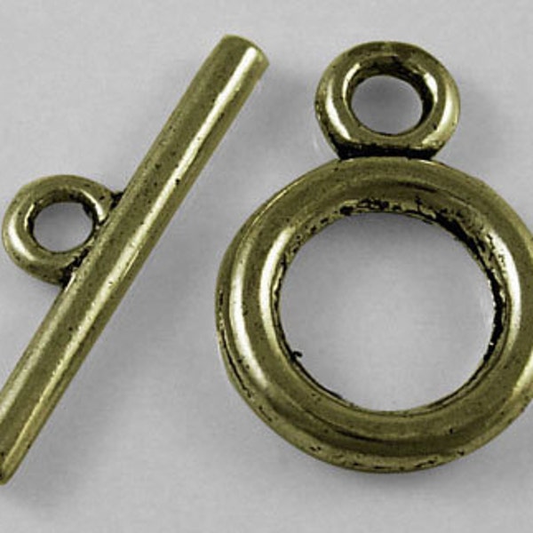 Rounded Simple Top Antiqued Bronze Toggles (10 Sets) tog012C