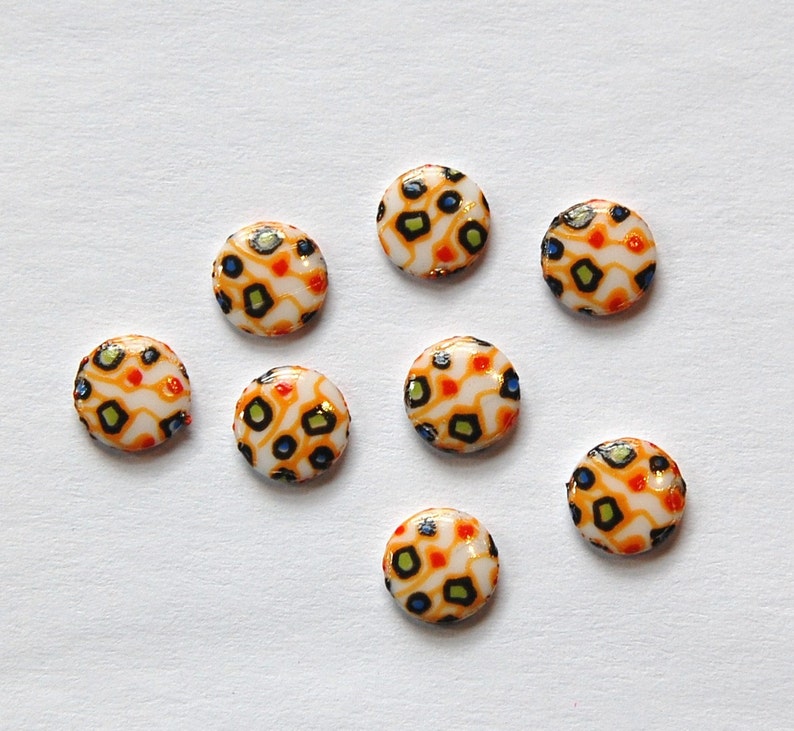 Vintage Tiny Orange Retro Design Cabochons Japan 7mm cab419K 8