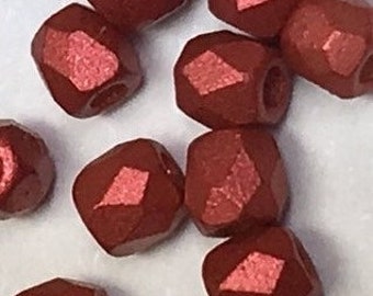 2mm Lava Red True 2 Czech Faceted Fire Polished Glass Beads (2g)