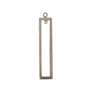 May include: A silver-toned metal pendant with a rectangular frame and a loop at the top.
