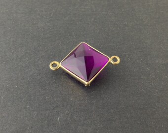 2 Loop Vintage Purple Acrylic Faceted Channel Set Square Drops 14mm (6) chr087E