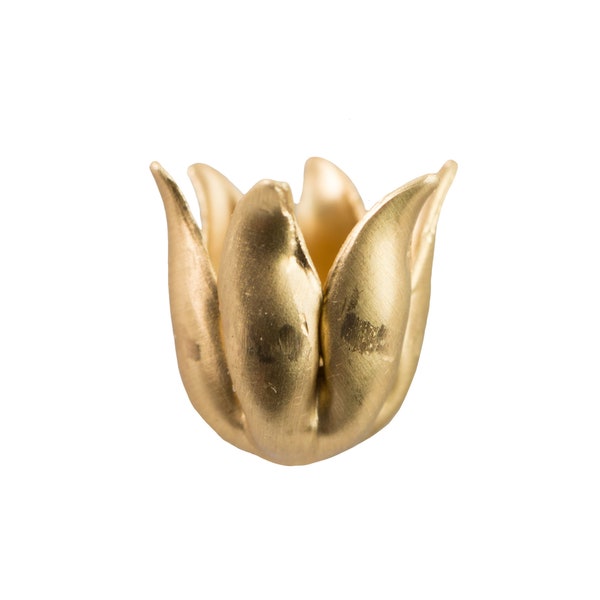 Raw Brass 6 Wavy Petal Flower Bead Cap (8) mtl073