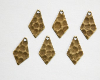 1 Hole Brass Ox Hammered Pointed Teardrop Charms Drops (10) mtl393D