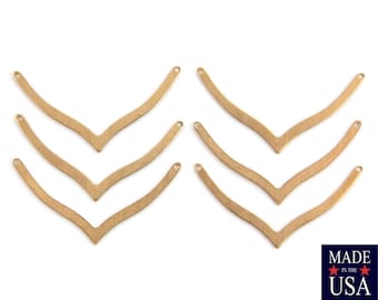 2 Hole Raw Brass V Connector Pendants Type A (6) mtl045
