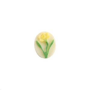 10x8mm Gele Narcis Bloem Acryl Ovale Cameo's (6)