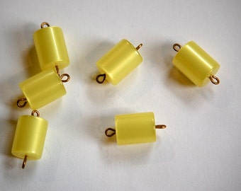 Vintage Yellow Moonglow Lucite Connector Charms drp108