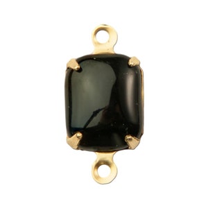 Smooth Black Stones in 2 Loop Brass Setting 10x8mm 4 image 1