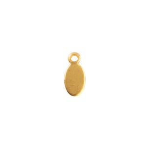 1 Loop Raw Brass Tiny Oval Blank Tag Drop Charms 9mm x 4mm (16)